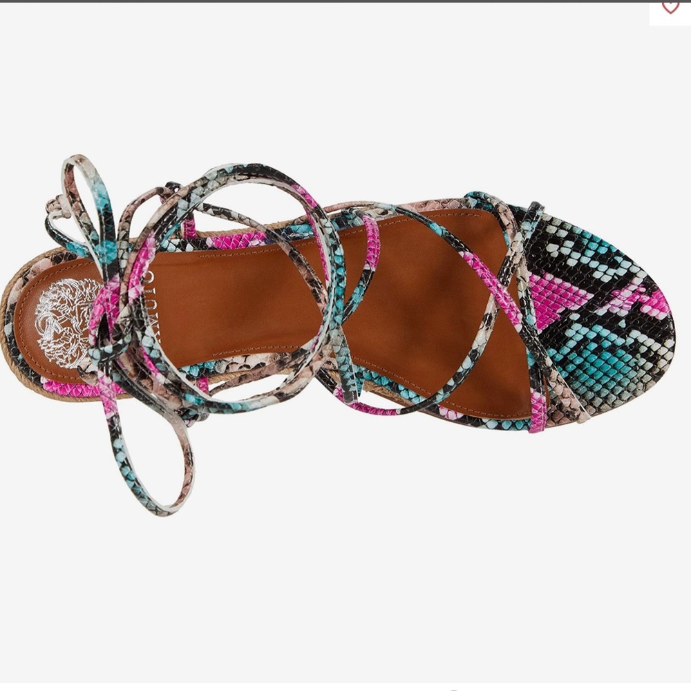 Vince Camuto Multicolor Snakeskin Lace-Up Sandals